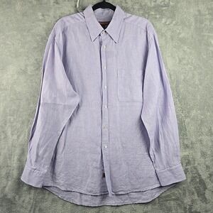 Bullock & Jones Shirt Mens Large Purple Linen Blend Long Sleeve Business Dress